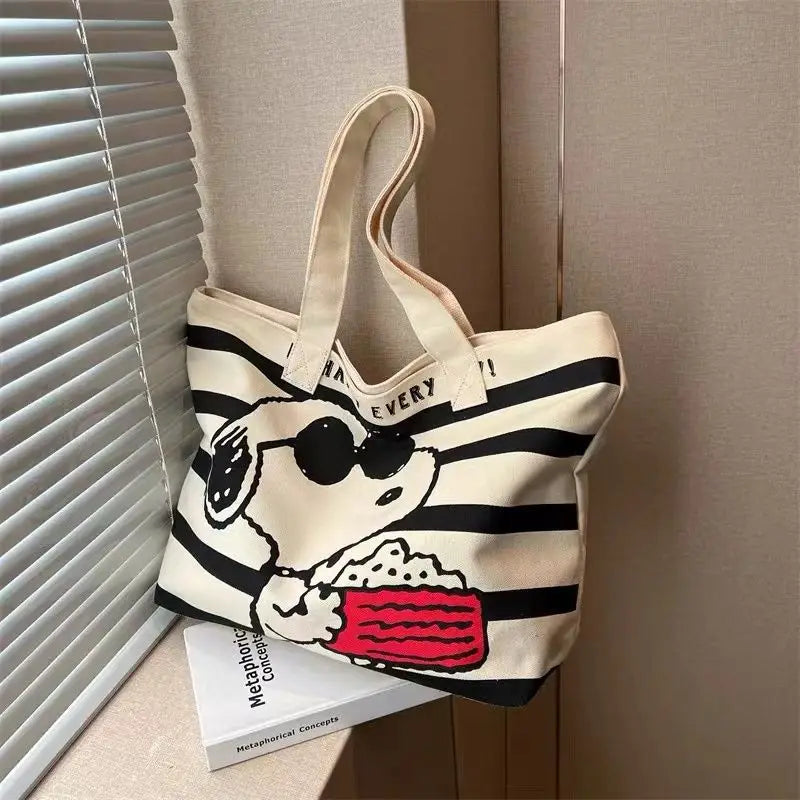 Snoopy's Summer Vibes Large Canvas Tote Bag