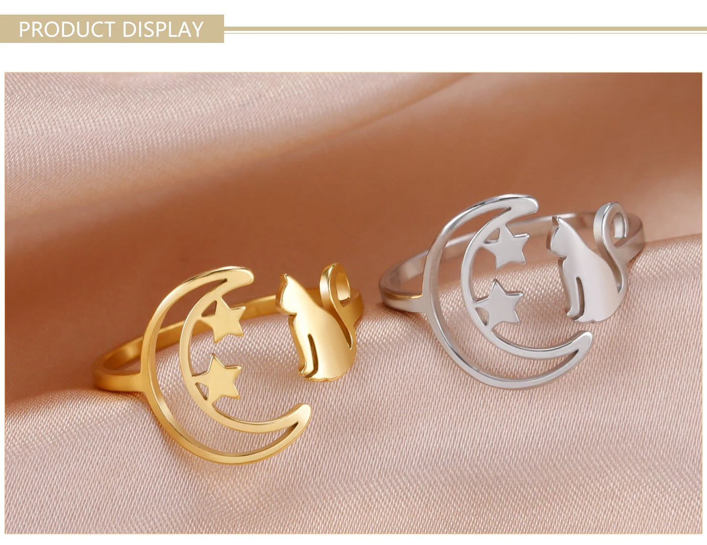 Moonbeam & Stardust Meow Stainless Steel Ring