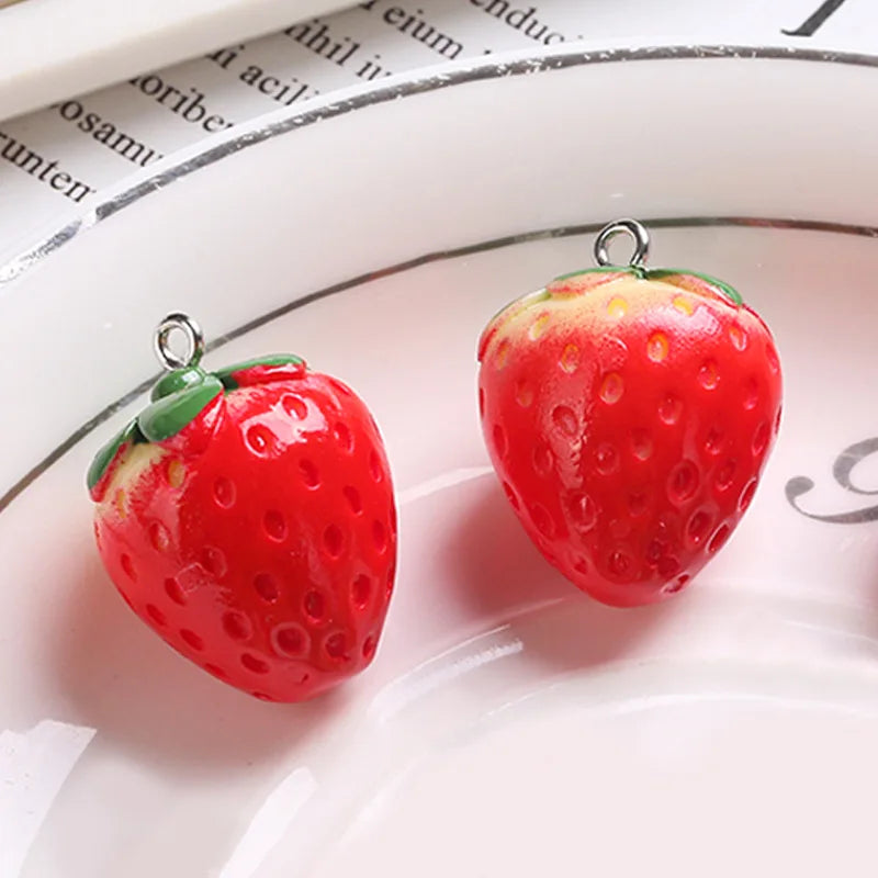 Sun-Kissed Strawberry Droplets Resin Charms