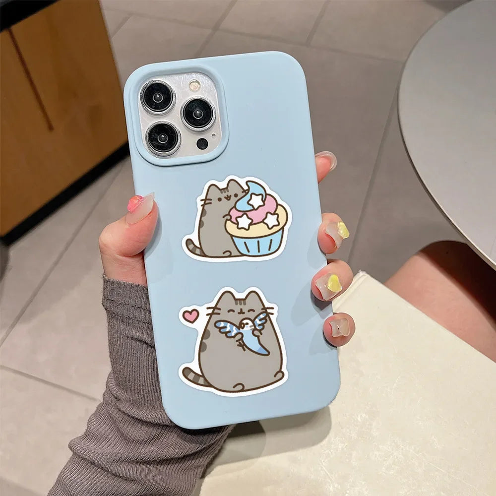 Kawaii Grey Chunky Cat Stickers