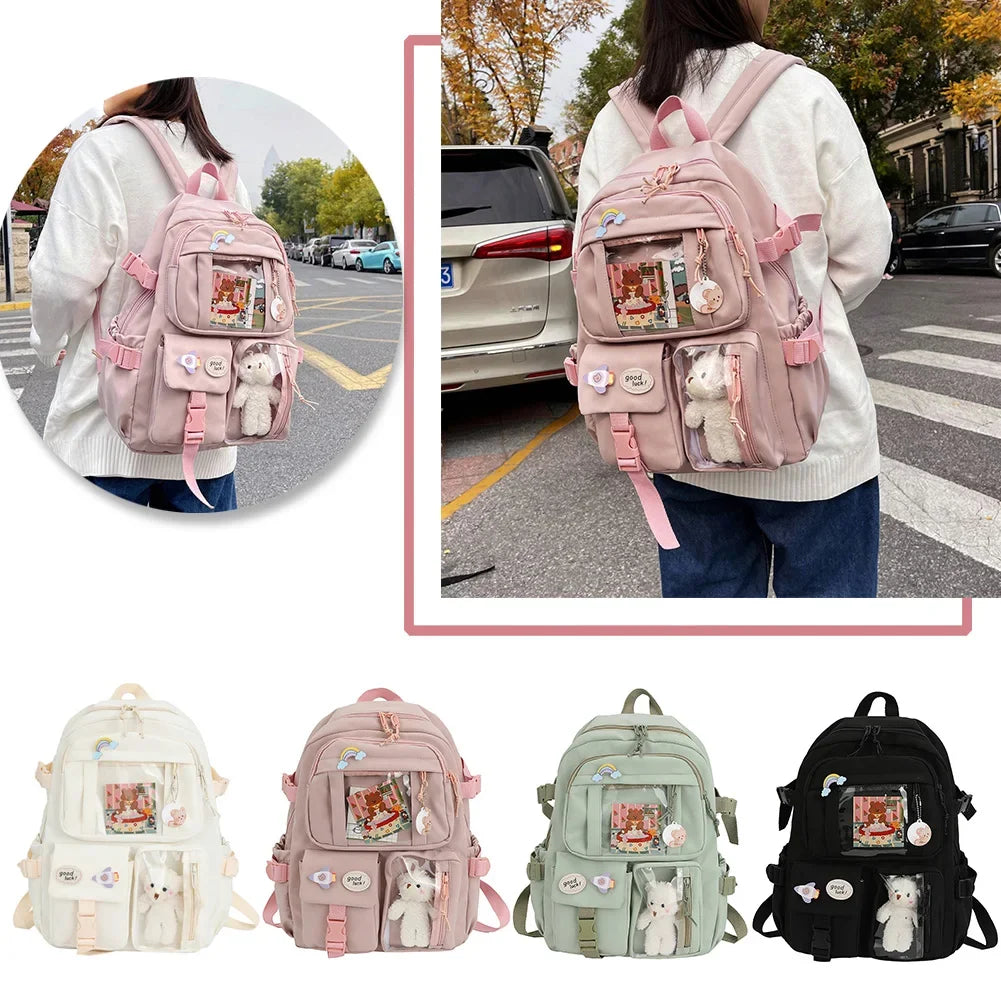 Japanese Bear Bloom Buddy Aesthetic Laptop Backpack