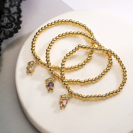 Golden Bear Hug Beaded Bracelet