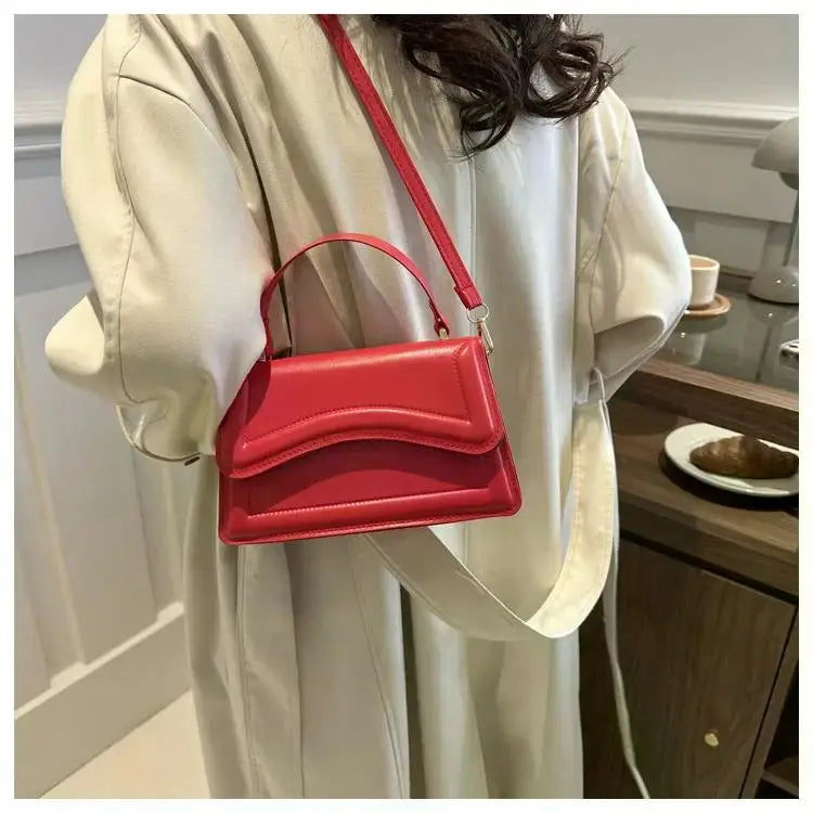 Curved Chic Crossbody PU Leather Handbag