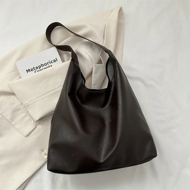 Effortless Everyday Leather Bucket Tote Bag
