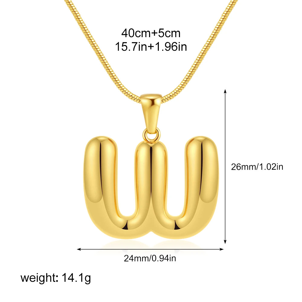 Chubby Bubble Gold Alphabet Pendant
