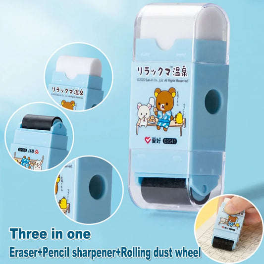 Rilakkuma All-in-One Eraser, Dust Roller, and Pencil Sharpener