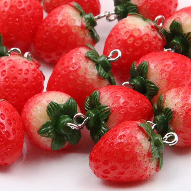 Sun-Kissed Strawberry Droplets Resin Charms