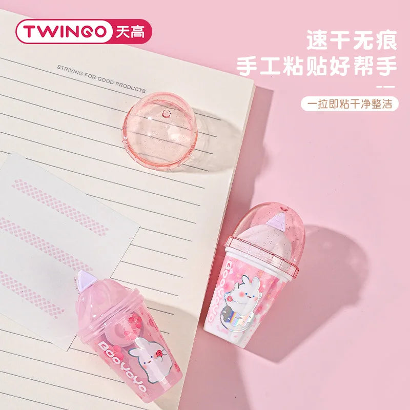 Pink Boba Bunny Double-Sided Glue Tape