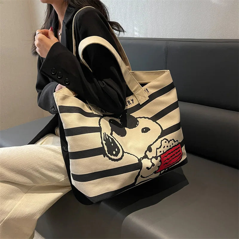 Snoopy's Summer Vibes Large Canvas Tote Bag