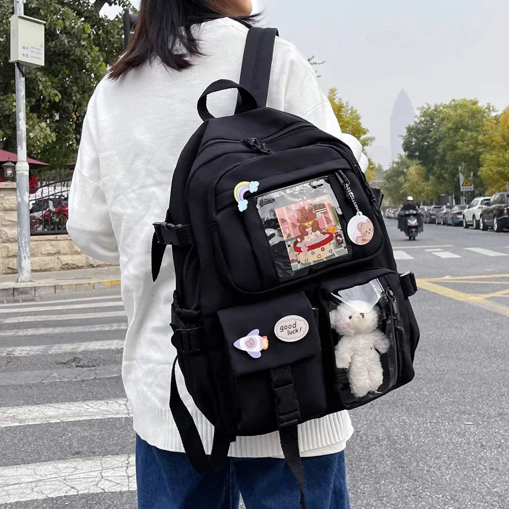 Japanese Bear Bloom Buddy Aesthetic Laptop Backpack