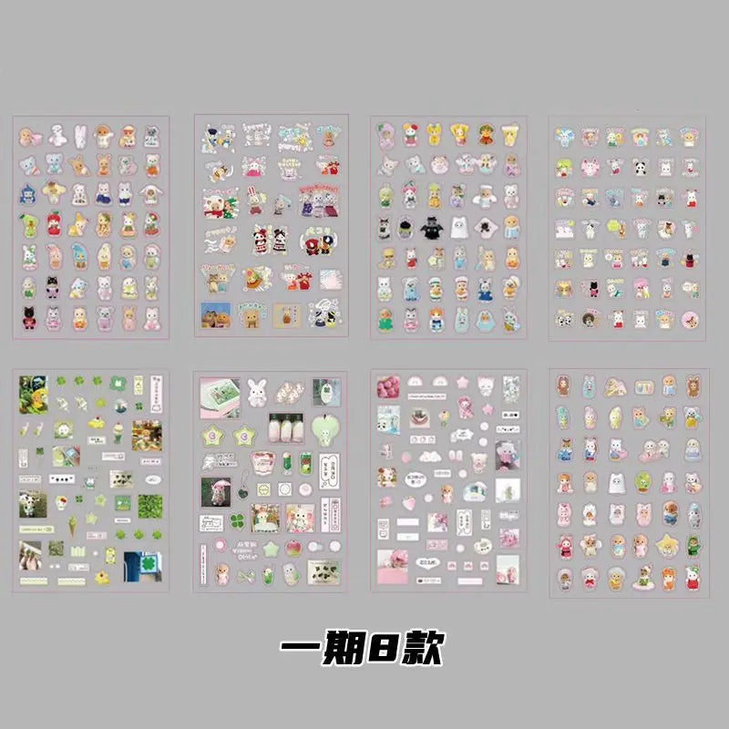 Fluffy Bears & Sweet Things Y2K Glitter Laser Sticker Sheets