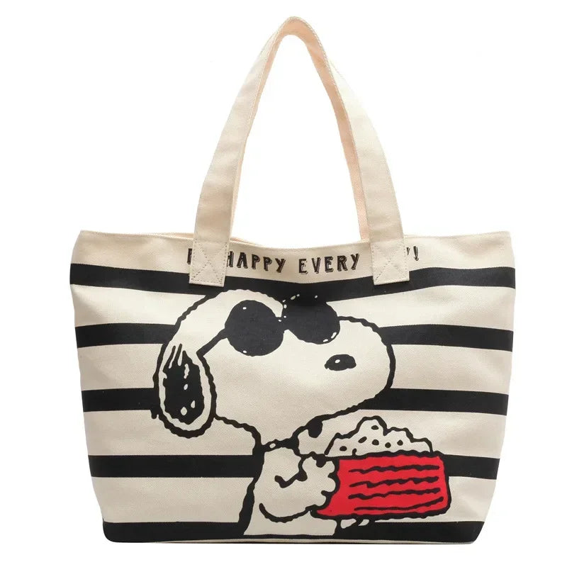 Snoopy's Summer Vibes Large Canvas Tote Bag