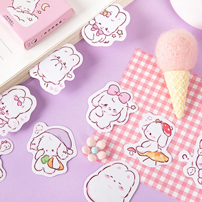 Sweet Bunny Dreams with Pink Bow Stickers