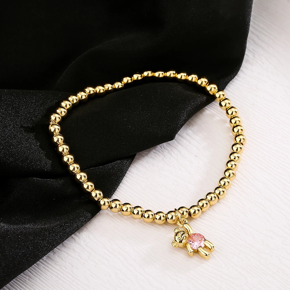 Golden Bear Hug Beaded Bracelet