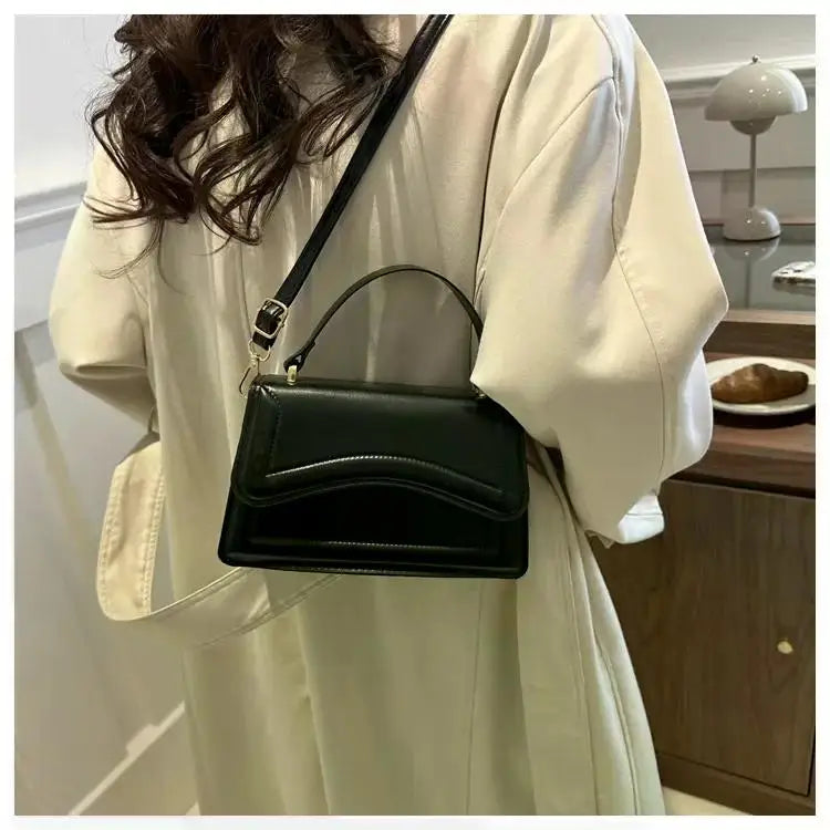 Curved Chic Crossbody PU Leather Handbag
