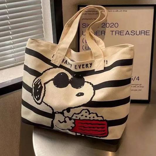 Snoopy's Summer Vibes Large Canvas Tote Bag