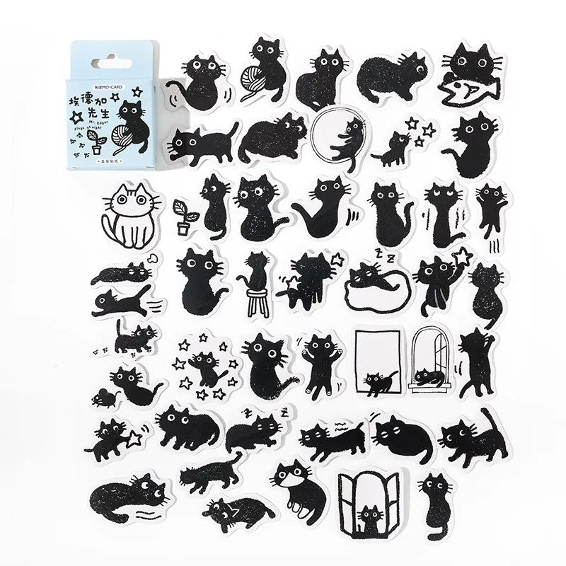 Mystical Black Cat Aesthetic Stickers