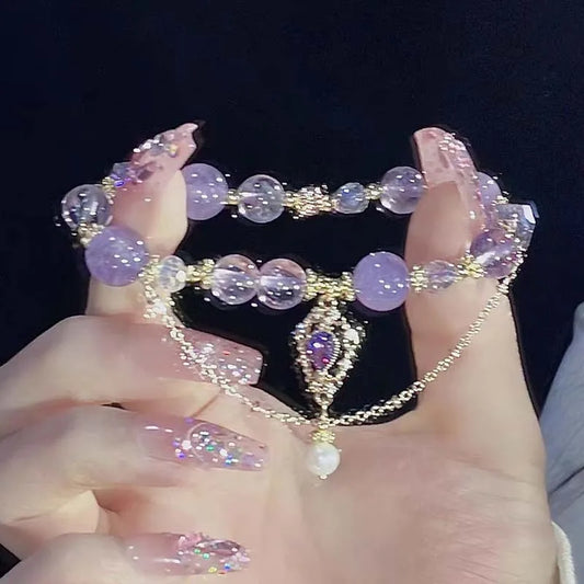 Lavender Dreams Royal Glass Crystal Beaded Bracelet