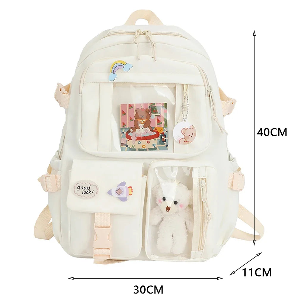 Japanese Bear Bloom Buddy Aesthetic Laptop Backpack