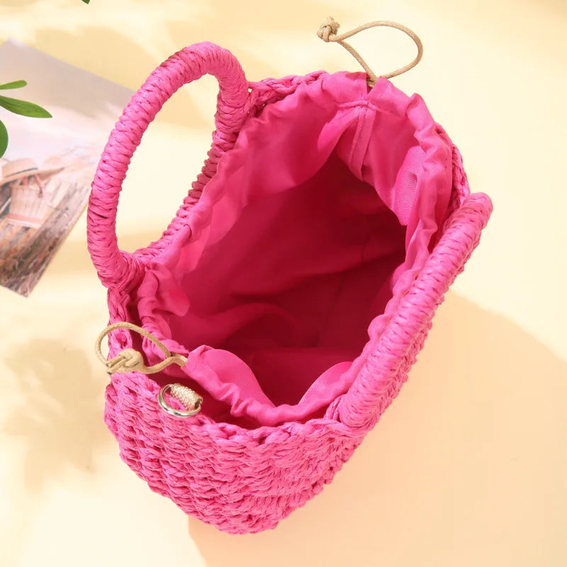 Bohemian Halo Woven Half-Moon Beach Tote Bag