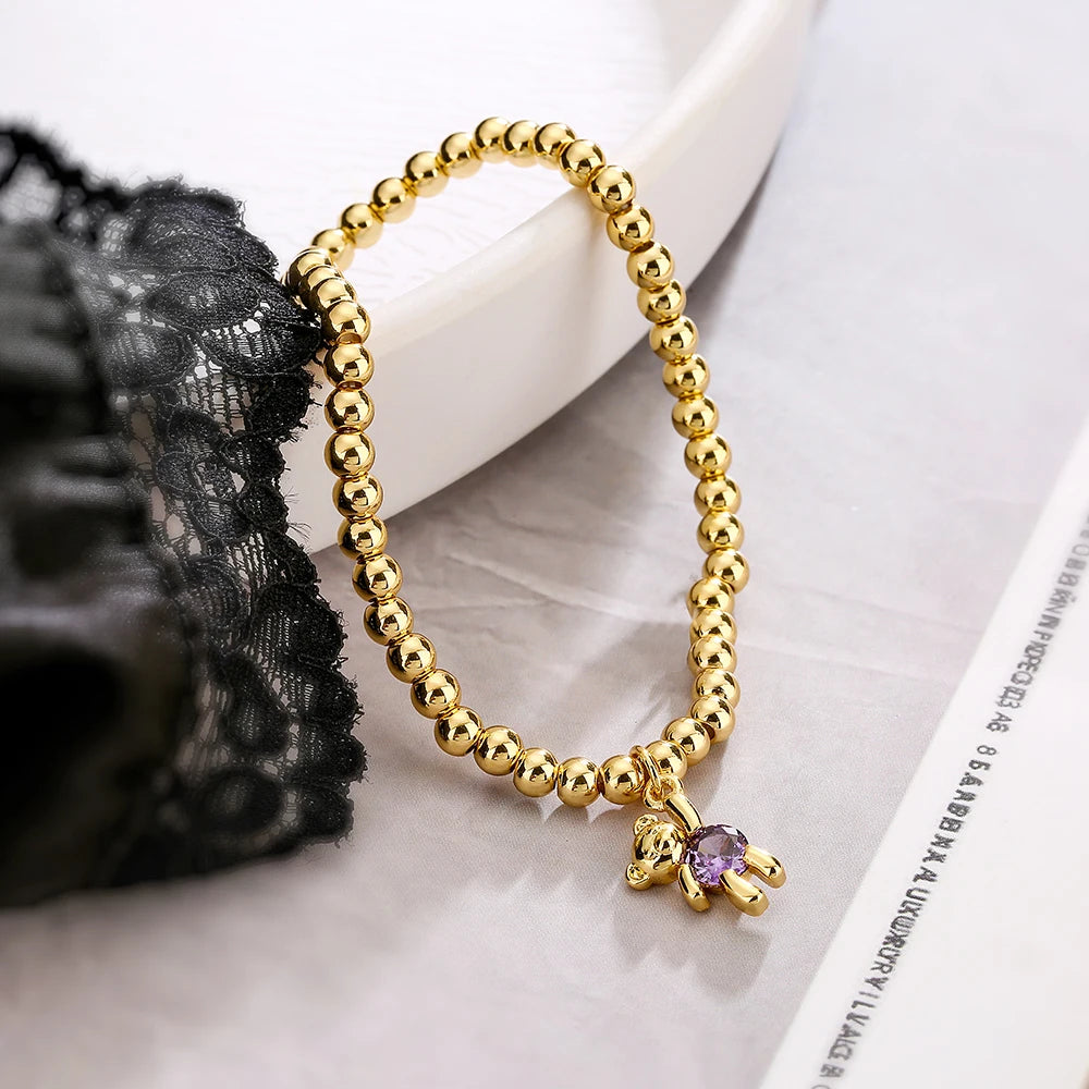 Golden Bear Hug Beaded Bracelet
