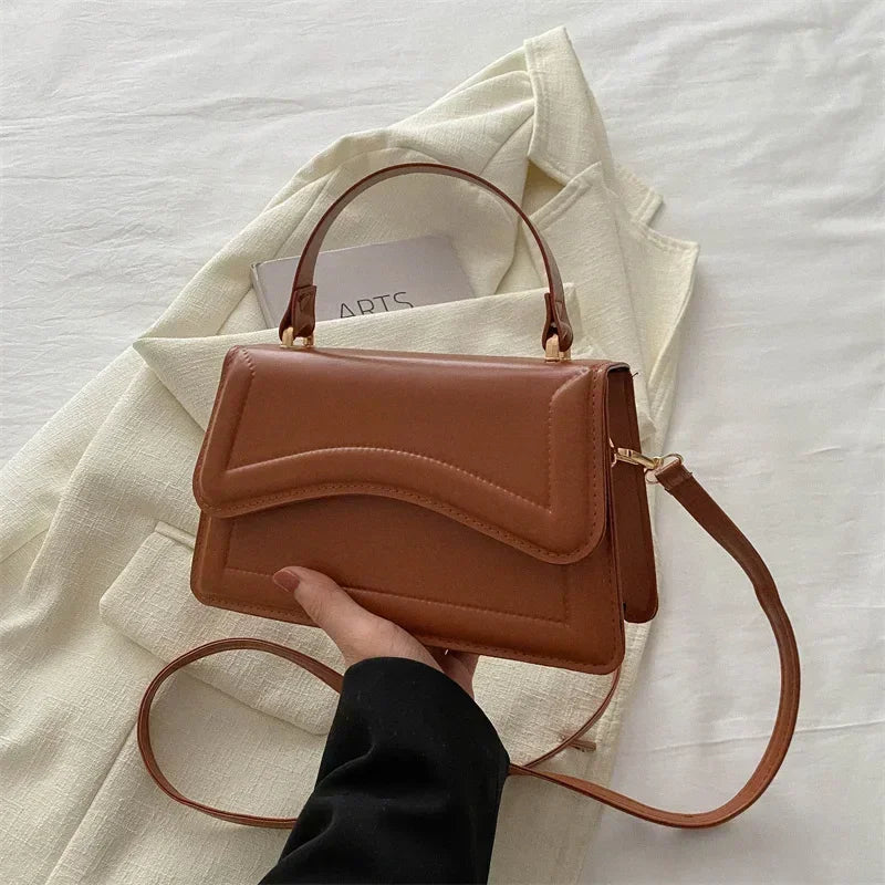 Curved Chic Crossbody PU Leather Handbag
