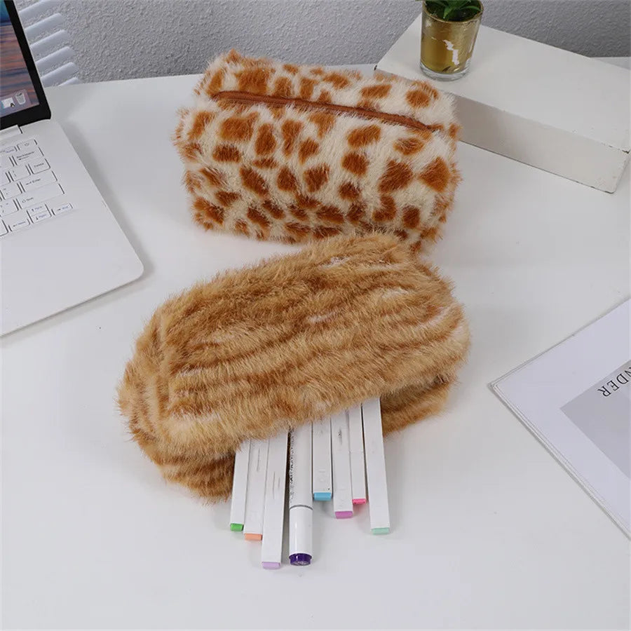 Fuzzy Safari Makeup Pouch