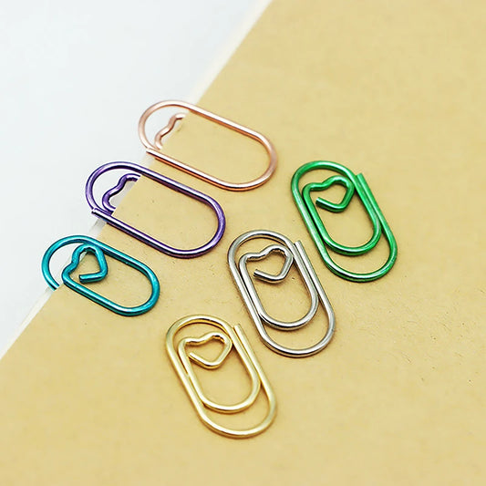 Mini Heart-Shaped Rainbow Chrome Paper Clips