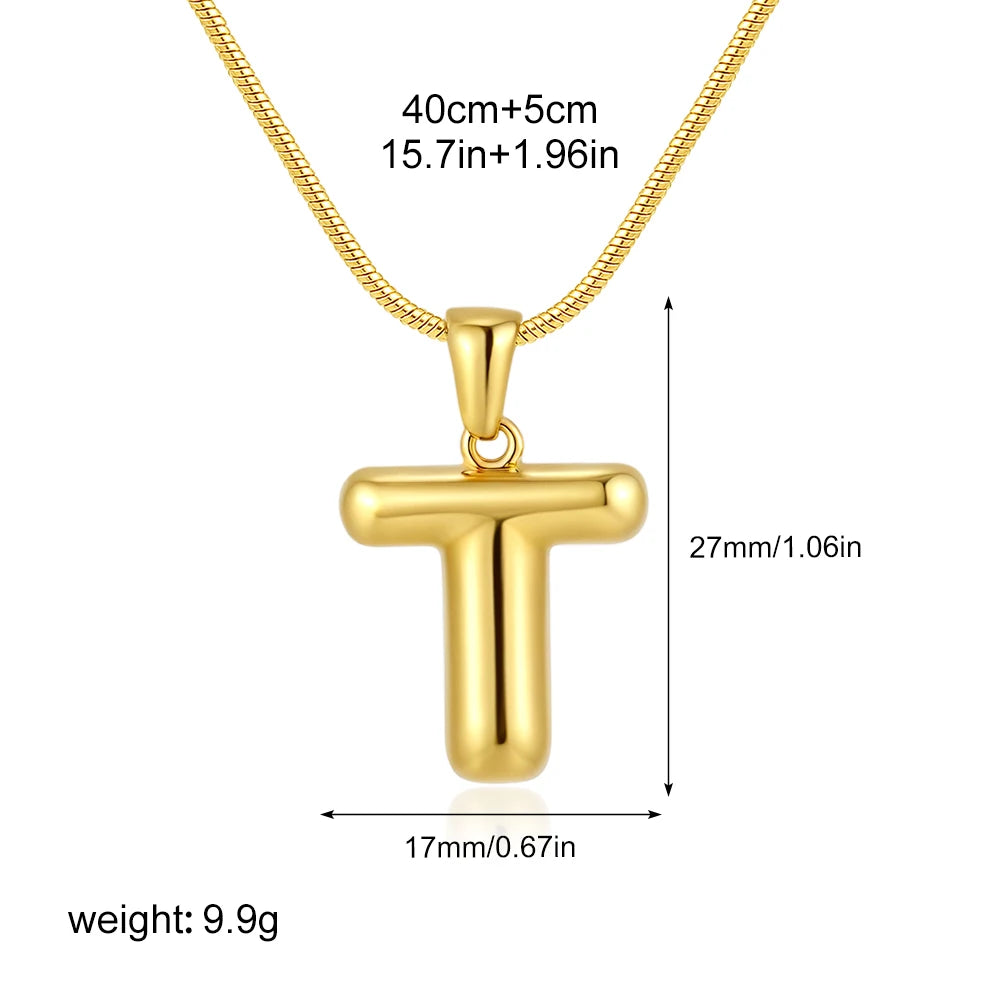 Chubby Bubble Gold Alphabet Pendant