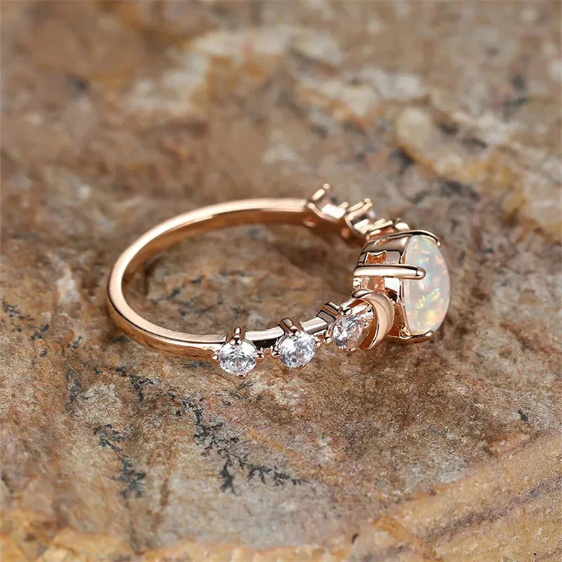 Opal Wishes Moon Ring