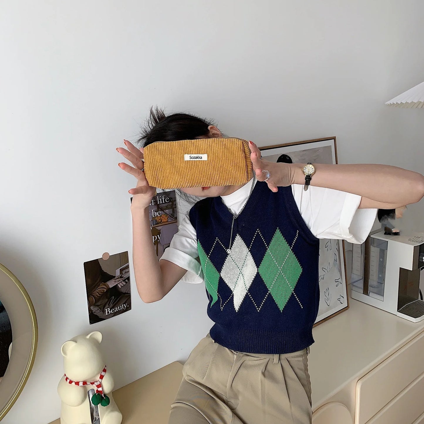 Retro Corduroy Dreams Pencil Case