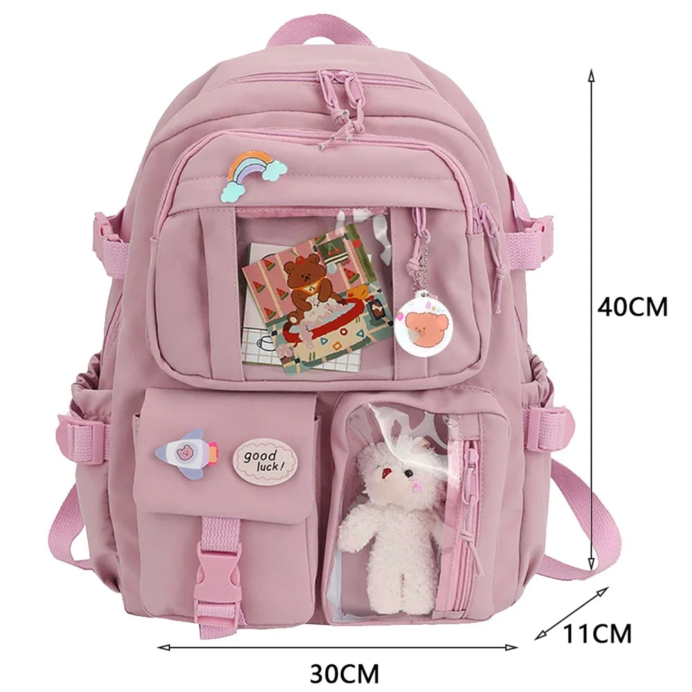Japanese Bear Bloom Buddy Aesthetic Laptop Backpack