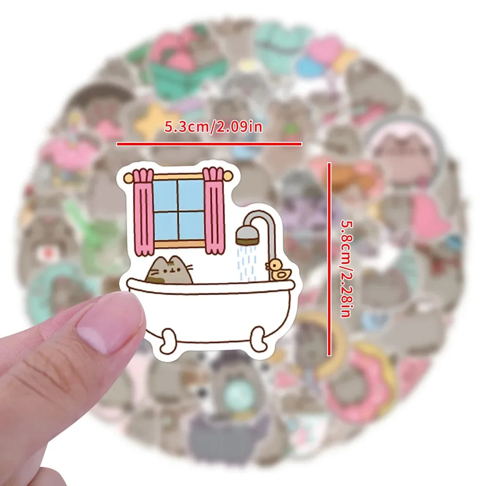 Kawaii Grey Chunky Cat Stickers