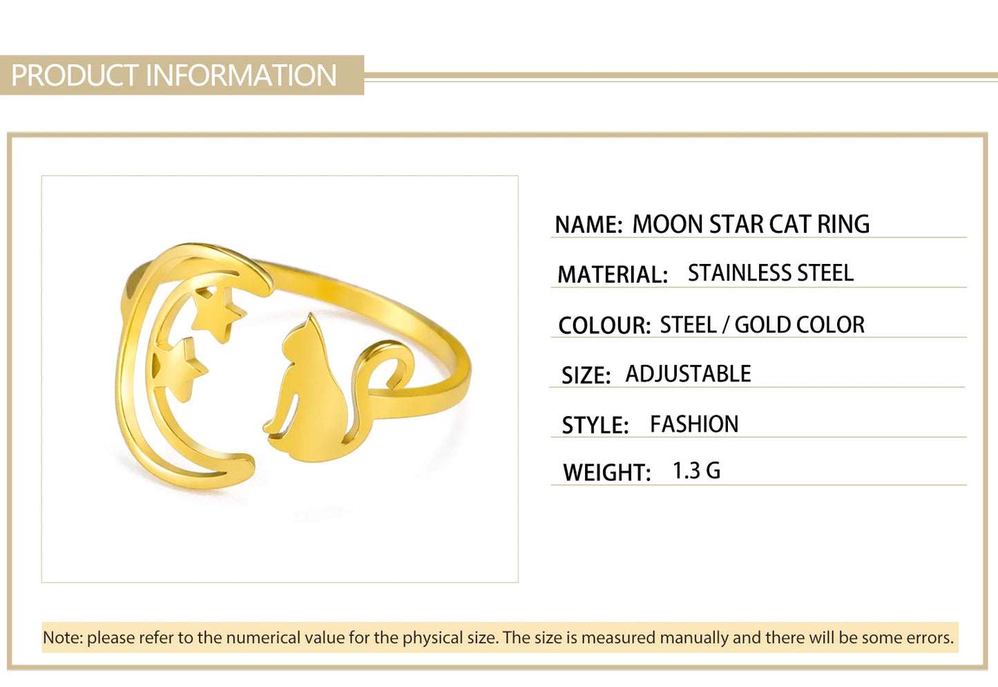 Moonbeam & Stardust Meow Stainless Steel Ring