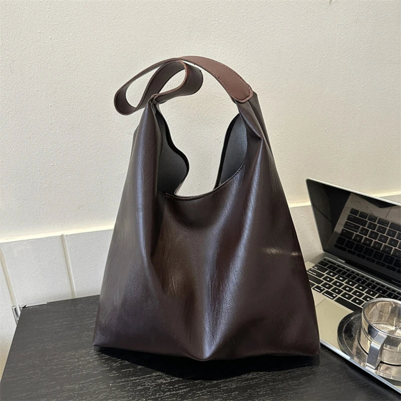 Effortless Everyday Leather Bucket Tote Bag