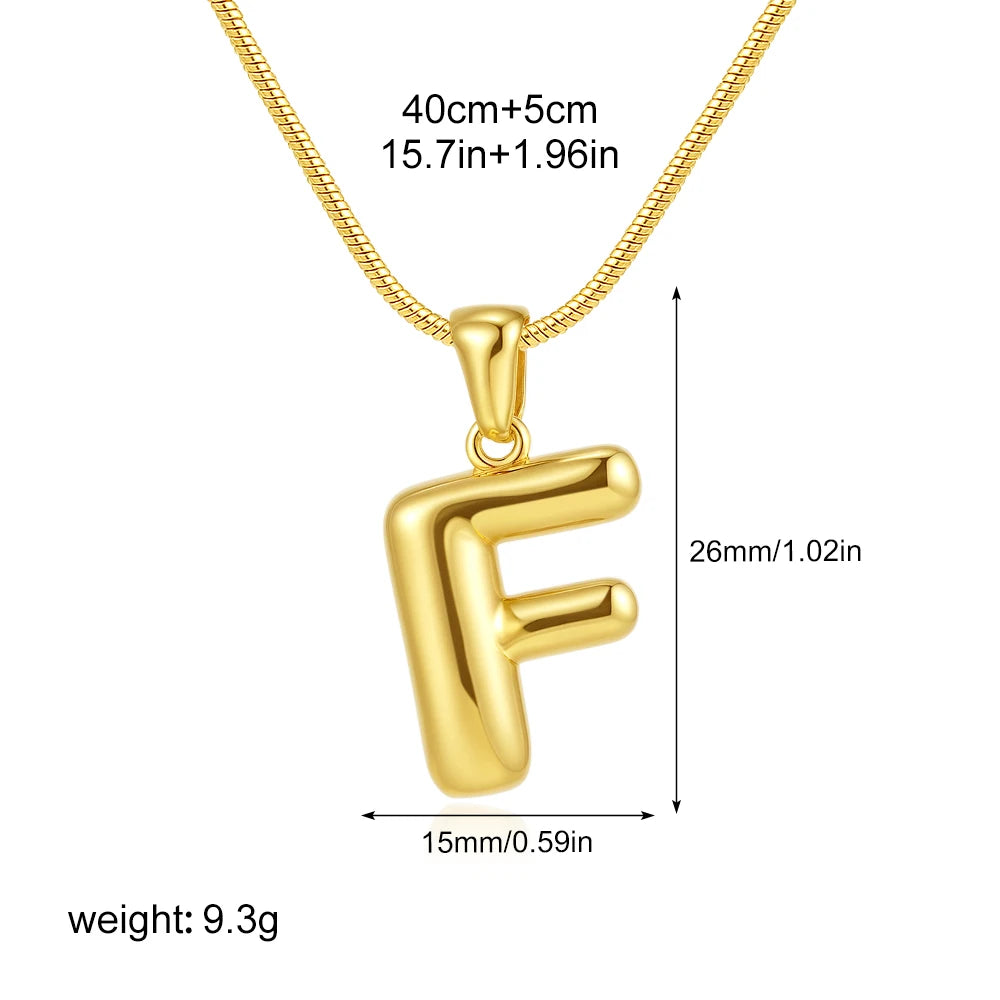 Chubby Bubble Gold Alphabet Pendant
