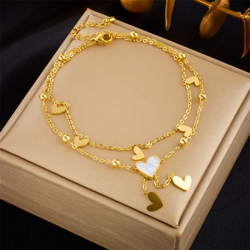 Sweet Hearts Stack Double Layer Love Anklet
