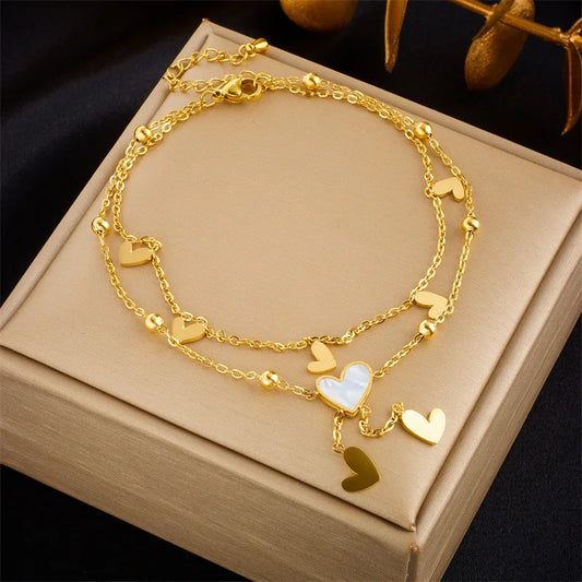 Sweet Hearts Stack Double Layer Love Anklet