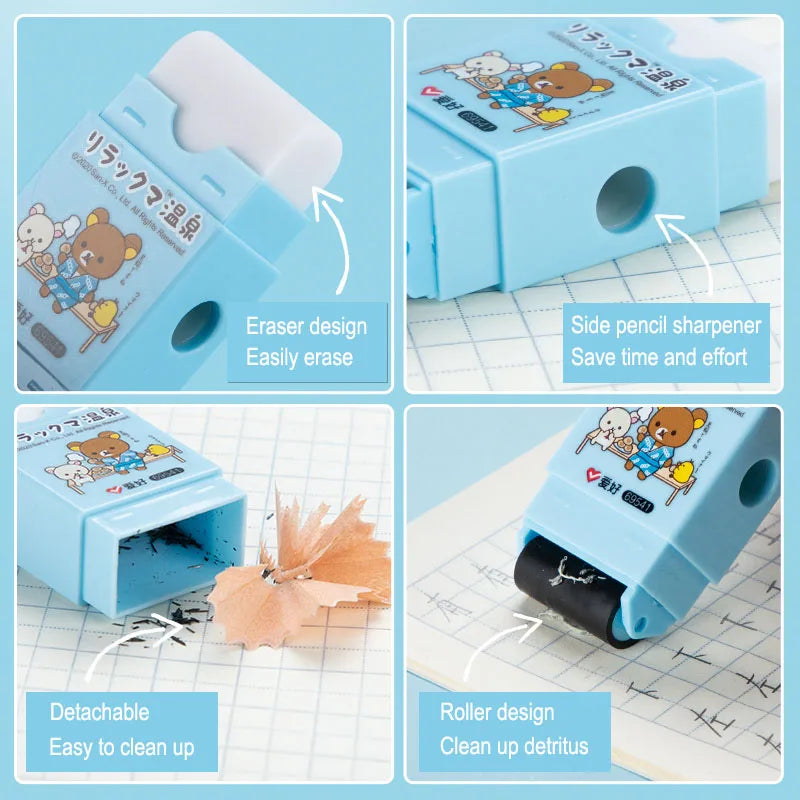 Rilakkuma All-in-One Eraser, Dust Roller, and Pencil Sharpener
