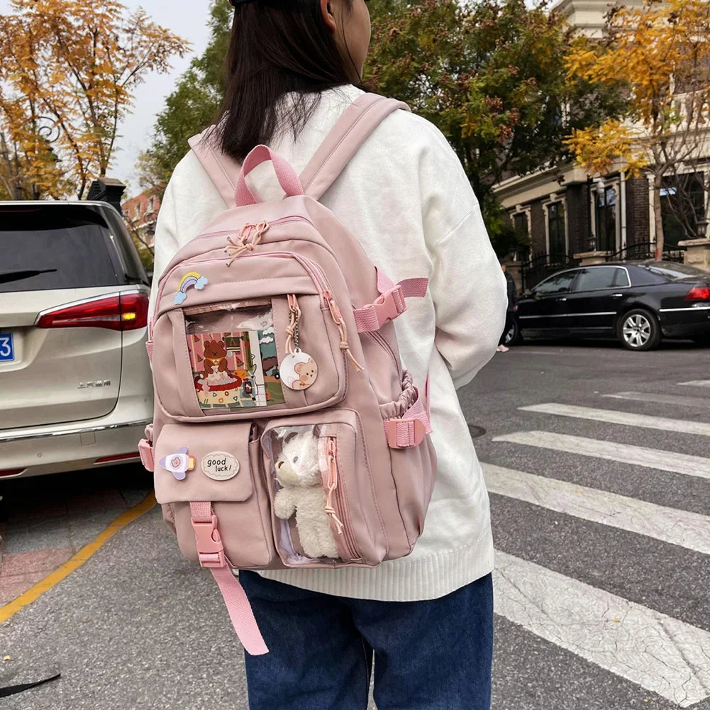 Japanese Bear Bloom Buddy Aesthetic Laptop Backpack