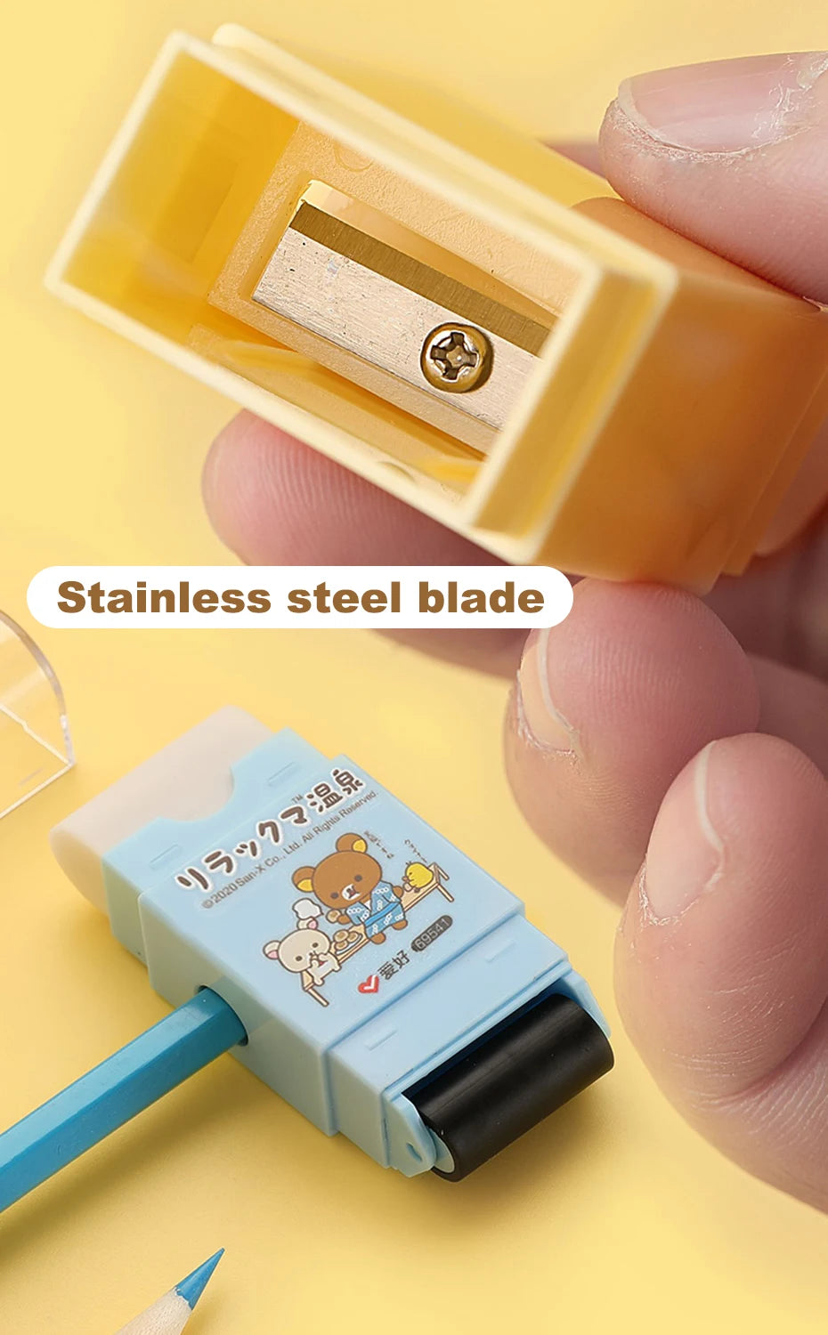 Rilakkuma All-in-One Eraser, Dust Roller, and Pencil Sharpener