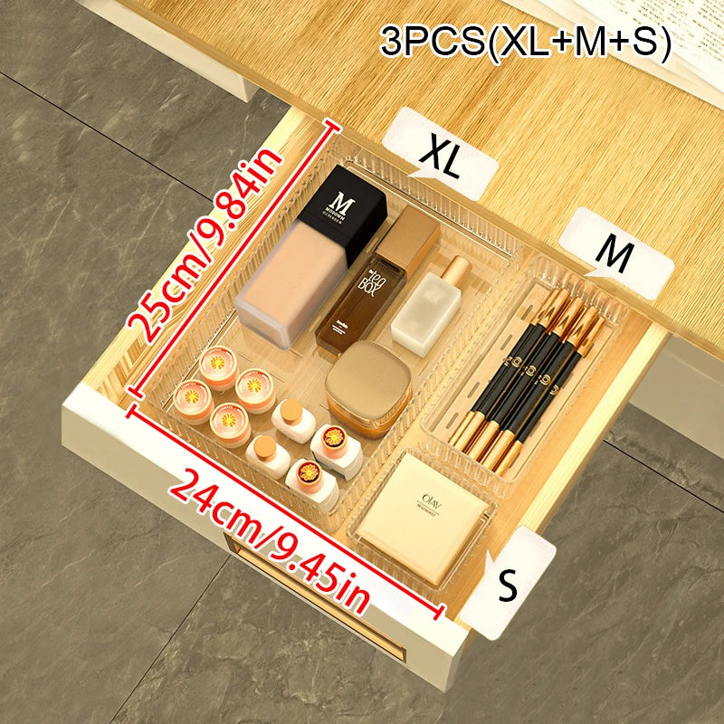Glam Grid Multi-Compartment Drawer Organizers