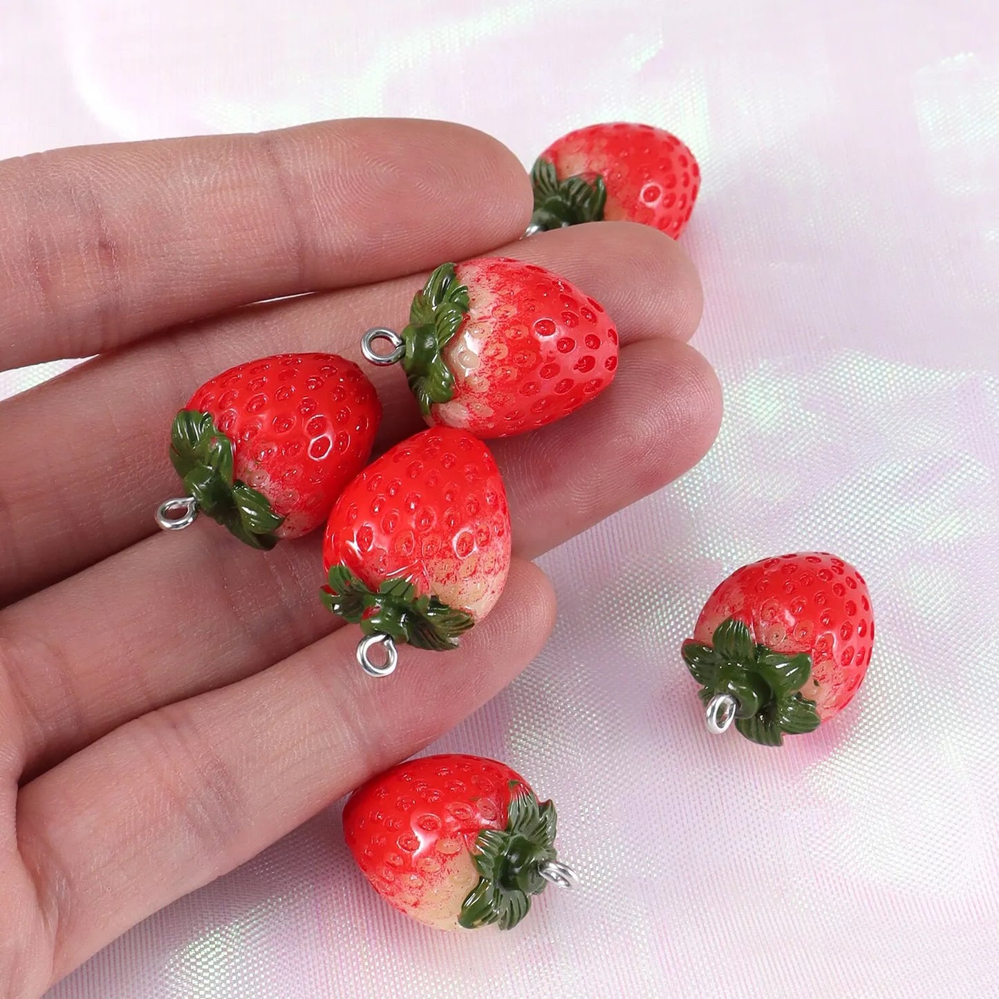 Sun-Kissed Strawberry Droplets Resin Charms