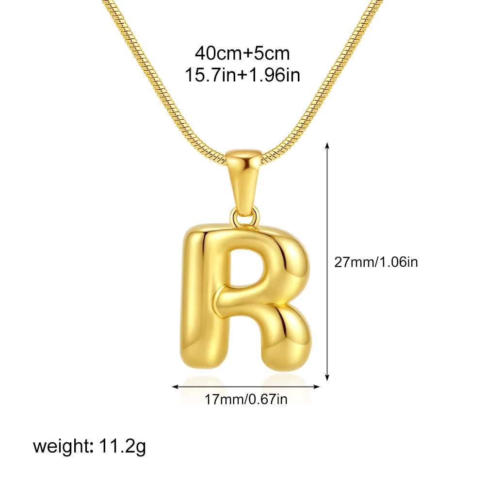 Chubby Bubble Gold Alphabet Pendant