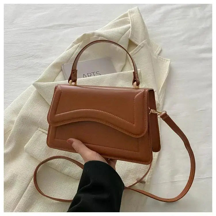 Curved Chic Crossbody PU Leather Handbag