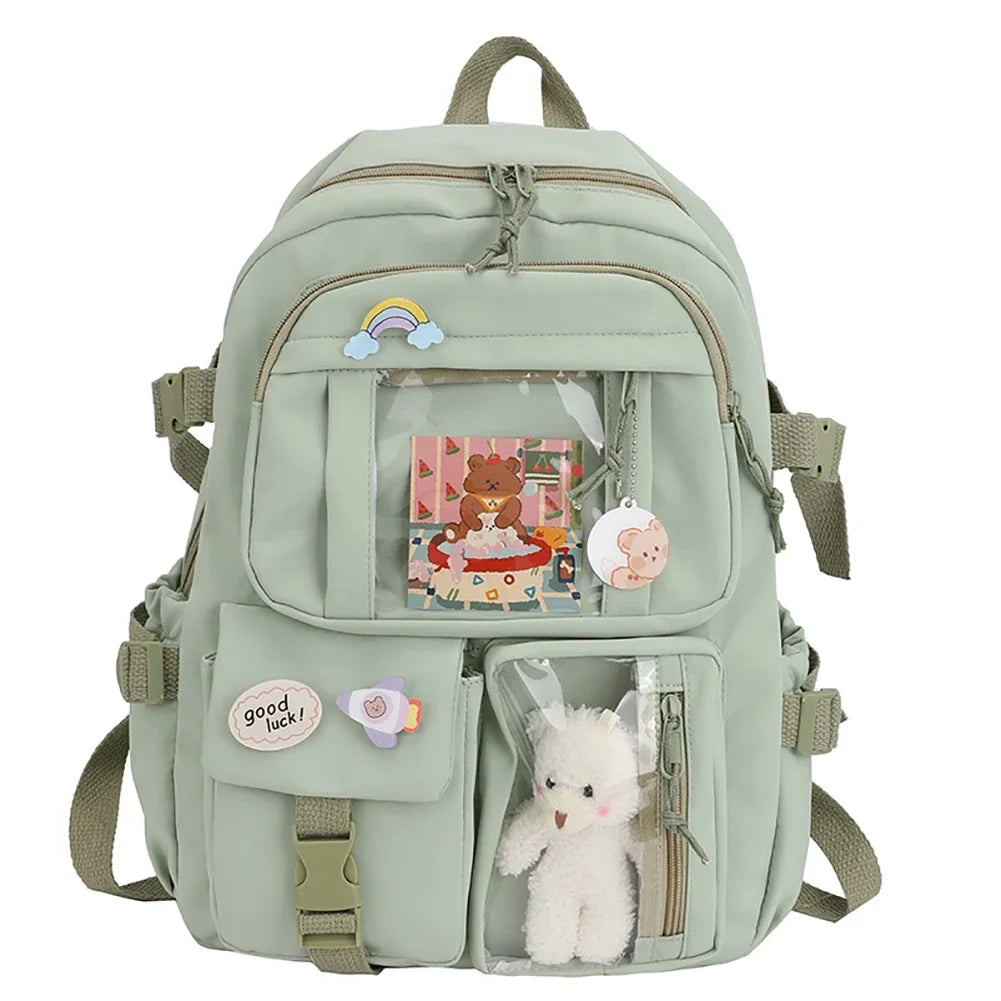 Japanese Bear Bloom Buddy Aesthetic Laptop Backpack