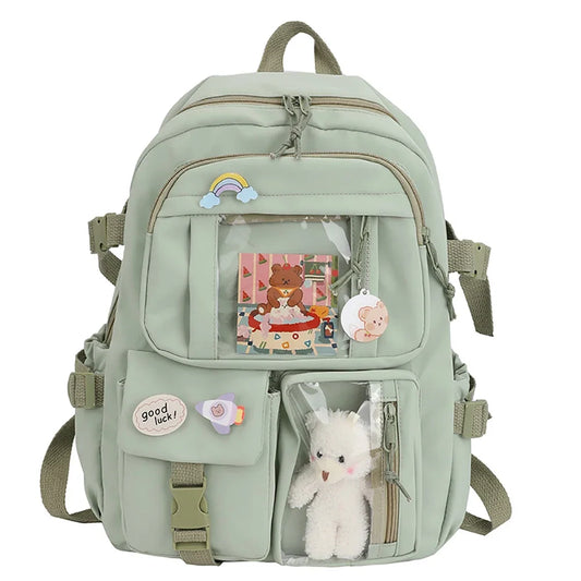 Japanese Bear Bloom Buddy Aesthetic Laptop Backpack
