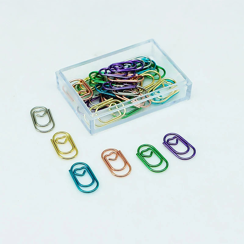 Mini Heart-Shaped Rainbow Chrome Paper Clips