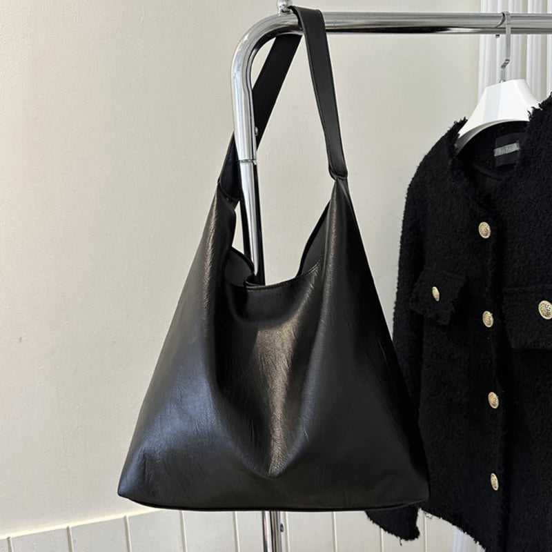 Effortless Everyday Leather Bucket Tote Bag