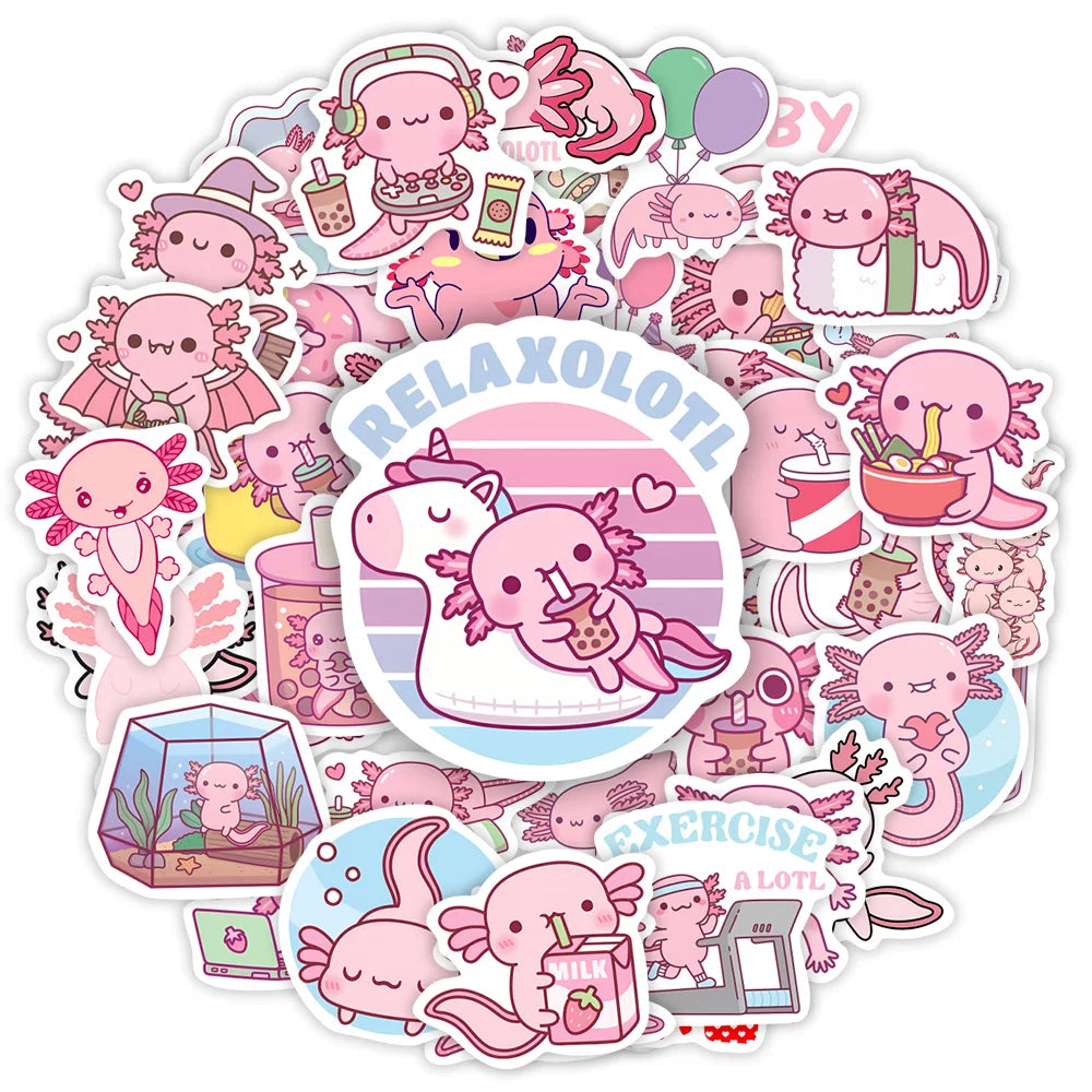 Kawaii Waterproof Axolotl Sticker Decals